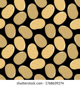 Potato seamless pattern. Organic healthy food background. -Vector