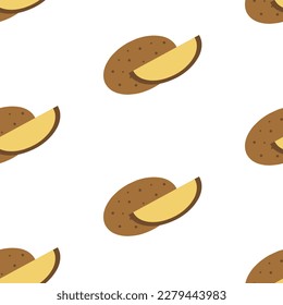 Potato, seamless pattern, vector. Potato on a white background.