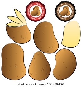 Potato set and stamps in vector