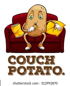 Potato Sitting On Couch Illustration