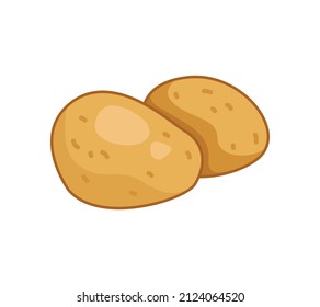 Potato In The Skin. Vector Illustration Of A Vegetable In A Cartoon Childish Style. Isolated Funny Clipart On White Background. Cute Print