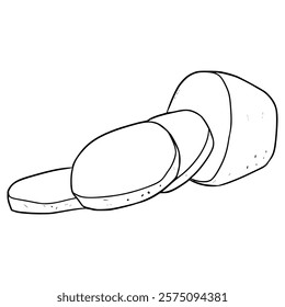 potato slices illustration hand drawn outline vector