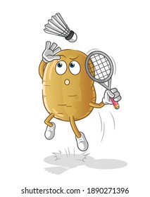 batir papa en la caricatura de badminton. vector de mascota de dibujos animados