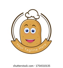 potato snack logo character, vector illustration