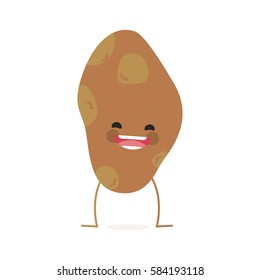 potato (Solanum tuberosum) with cute face. Illustration funny and healthy food cartoon. Isolated