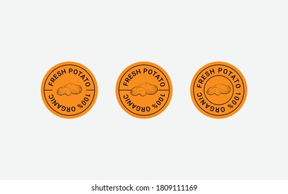 Potato stamp badge label design set. Circle form templates potato. Element for design, advertising, packaging of potato products