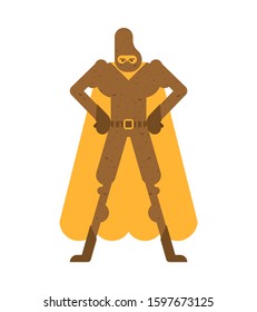 Potato superhero. Super Vegetable in mask and raincoat. Strong potatoes