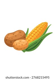 potato with sweet corn kernels isolated on white background