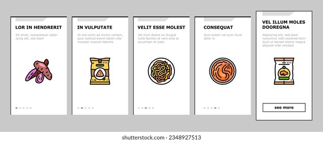 potato sweet food yam orange onboarding mobile vector. vegetable root, healthy red organic, raw slice diet cut, ingredient yellow tuber top potato sweet food yam orange color line illustrations