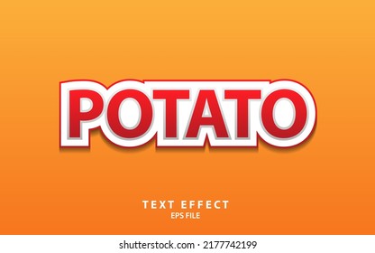 Potato Text Effect Template With Cartoon Style And Bold Font Concept Use For Food Brand Label And Logo. Vector Illustration