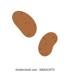 Potato Tubers With Brown Skin. Fresh Raw Whole Vegetables. Farm Organic Food. Flat Vector Illustration Of Sweet Starch Veggie Isolated On White Background