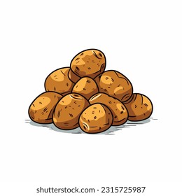 potato vector 2d flat color white background