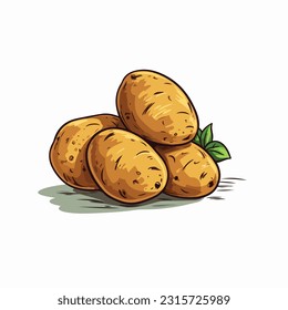 potato vector 2d flat color white background