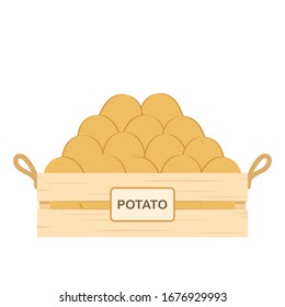 Potato vector. Crate vector. free space for text. Potato in wood crate vector.