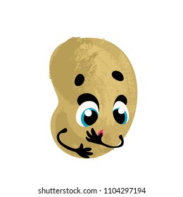 Potato. Vector funny vegetable, cartoon character with face and hands