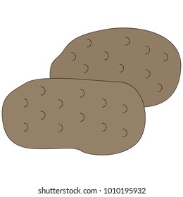 Potato vegetable cartoon. Outlined illustration with thin line black stroke