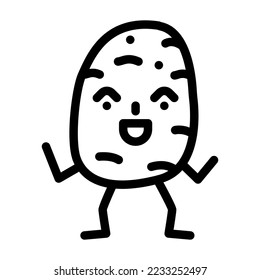 potato vegetable character line icon vector. potato vegetable character sign. isolated contour symbol black illustration