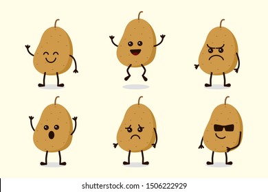 Potato Vegetable Cute Character Isolated Vector