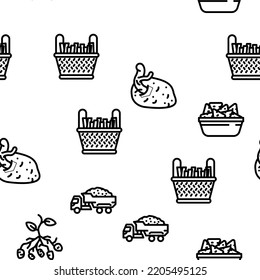 potato vegetable food fresh vector seamless pattern thin line illustration