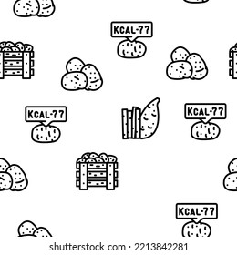 potato vegetable food fresh vector seamless pattern thin line illustration
