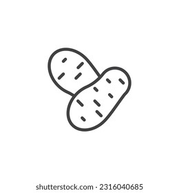 Potato vegetable line icon. linear style sign for mobile concept and web design. Two potatoes outline vector icon. Symbol, logo illustration. Vector graphics