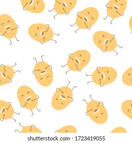 Potato Vegetable Seamless Pattern would be perfect for fabric, textile, gift wrap, wallpaper, surface designer, background, backdrop, and ornament.