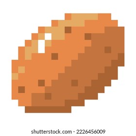 Potato vegetable sign, pixel art for playing interface. Veggies for healthy eating and dieting nourishment and eco nutrition. Pixelated isolated icon, 8 bit game design, Vector in flat style