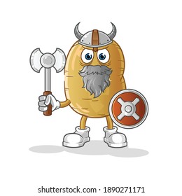 potato viking with an ax illustration. character vector