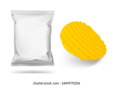 Potato wavy corrugated chips. Vector illustration on white background. EPS10.	