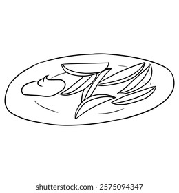 potato wedges illustration hand drawn outline vector