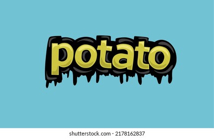 POTATO writing vector design on blue background