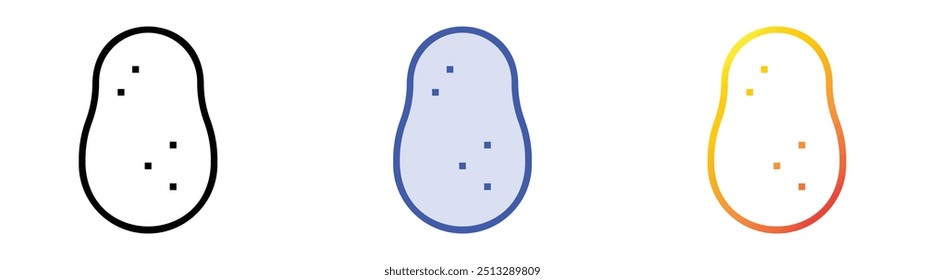 potatoe icon. Linear, Blue Fill and Gradient Style Design Isolated On White Background