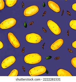 Potatoes. Potatoes Above Ground Illustration Vector Cartoon Drawing