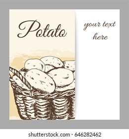 potatoes in  in a basket hand drawn sketch style 