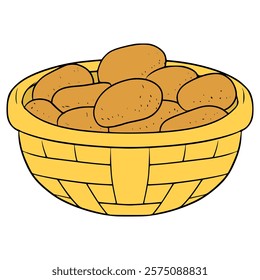 potatoes in the basket illustration hand drawn isolated vector