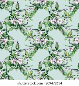 Potatoes Flowers Seamless Pattern