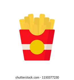 Potatoes Fries in red carton. Isolated on White background. Fast Food. Food. Vector illustration. EPS 10.