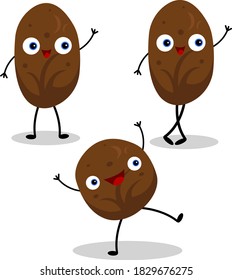 Potatoes funny cartoon characters laughing and posing on a white background the concept of agriculture and vegetables