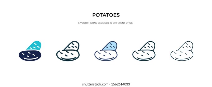 potatoes icon in different style vector illustration. two colored and black potatoes vector icons designed in filled, outline, line and stroke style can be used for web, mobile, ui