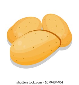 Potatoes isolated on white background. Potato harvest. Cartoon. Vector.