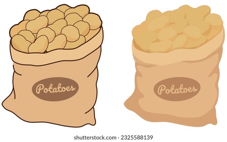 Potatoes in a jute bag. vector illustration