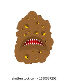 Potatoes monster GMO mutant. Angry Genetically modified Vegetable with teeth. Hungry Alien Food vector illustration
