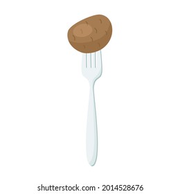 potatoes on forks Concept of diet. Vector illustration. EPS 10