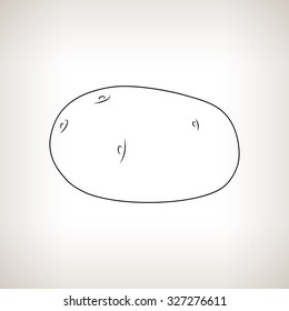 Potatoes on a Light Background, Line Style, Black and White  Vector Illustration