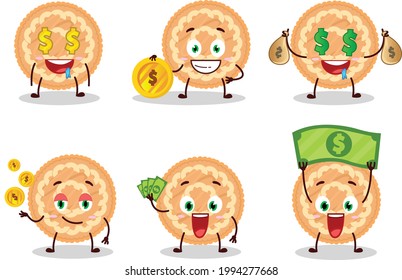 Potatoes pie cartoon character with cute emoticon bring money. Vector illustration