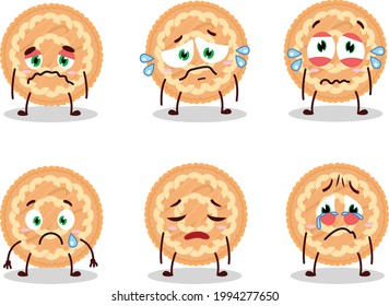 Potatoes pie cartoon character with sad expression. Vector illustration