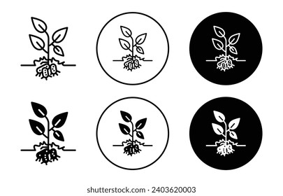 Potatoes plant icon. underground sweet potato plant growing and ready to harvest or cultivate sign. root spud of organic raw potato plant farm agriculture symbol set. 