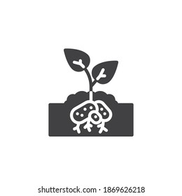 Potatoes plant vector icon. filled flat sign for mobile concept and web design. Potatoes growing underground glyph icon. Symbol, logo illustration. Vector graphics