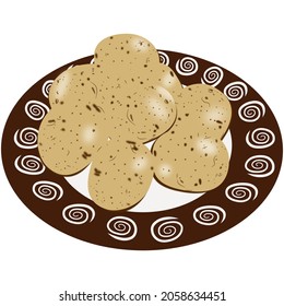 Potatoes in a plate. Vector illustration is Isolated on white background.