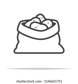 Potatoes in sack outline icon vector isolated